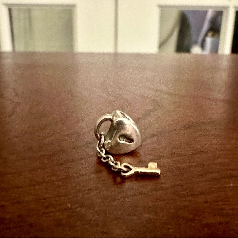 3/$45 Pandora Silver Charm- Heart Lock and Key - Picture 2 of 2